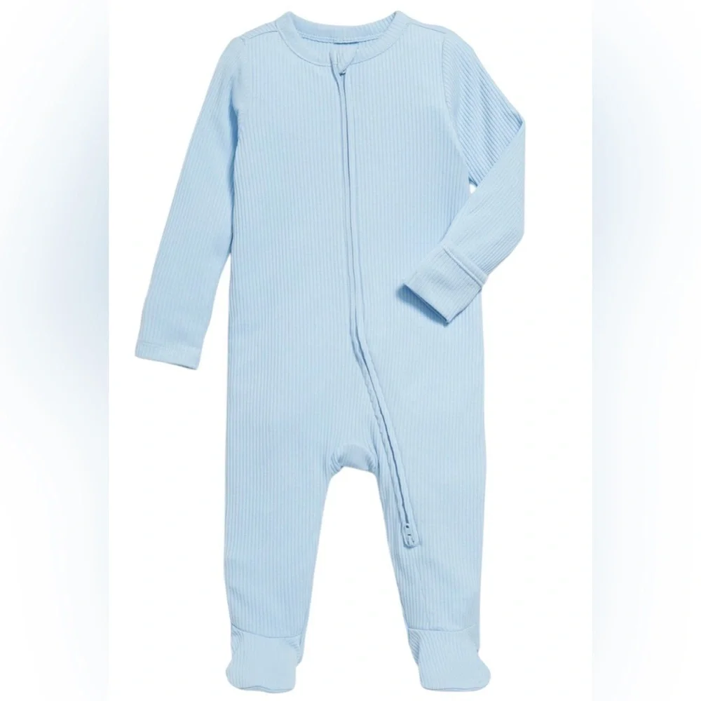 GAP kids, 2-Way-Zip Sleep & Play Footed One-Piece for Baby, Blue, 0-3‎ Months